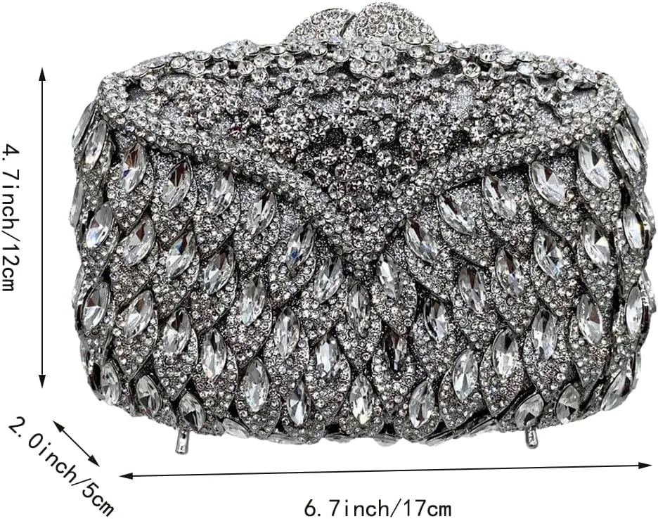 Elegant Rhinestone Evening Bag for Women Sparkly Bride Crystal Clutch Purse Fashion Wedding Guest Handbag