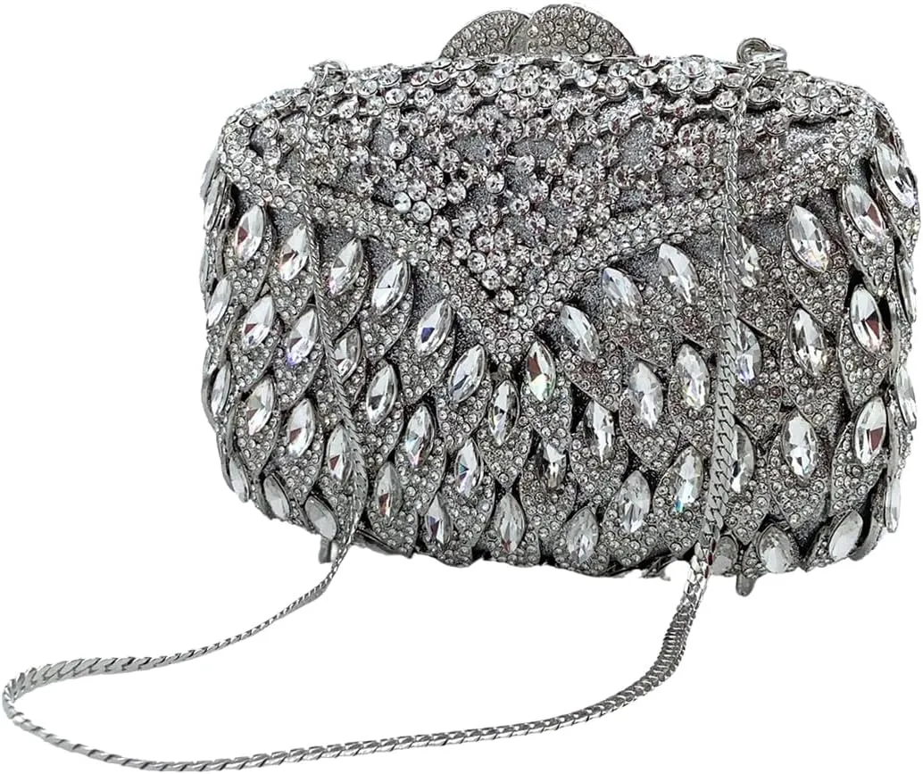Elegant Rhinestone Evening Bag for Women Sparkly Bride Crystal Clutch Purse Fashion Wedding Guest Handbag