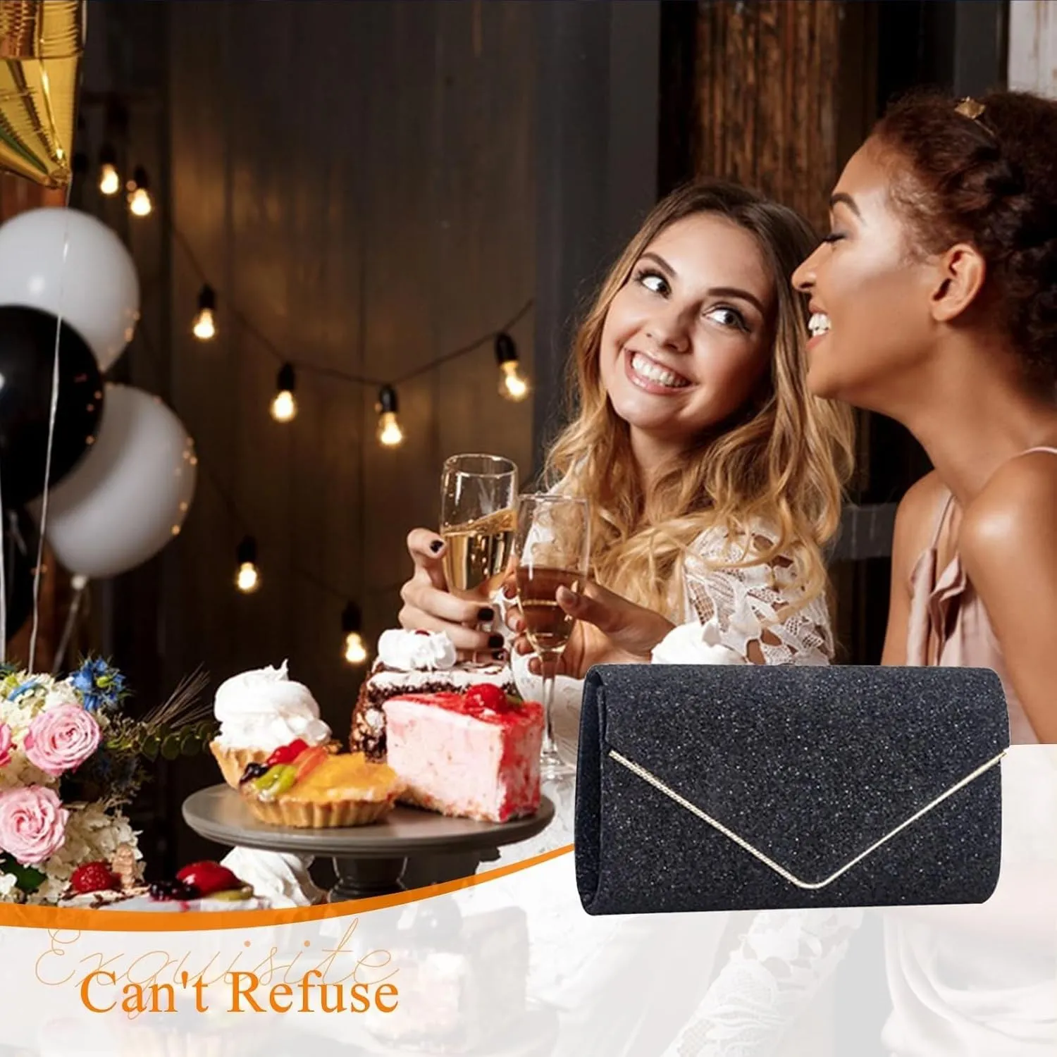 Elegant Shoulder Crossbody Women Envelope Clutch Sequins Evening Bridal Wedding Purse Glitter Sparkly Handbag