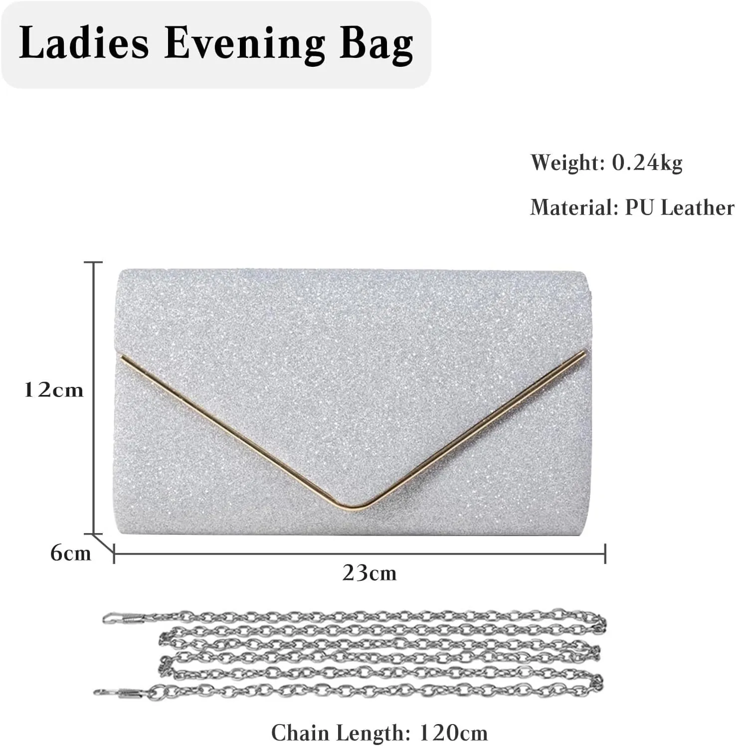 Elegant Shoulder Crossbody Women Envelope Clutch Sequins Evening Bridal Wedding Purse Glitter Sparkly Handbag