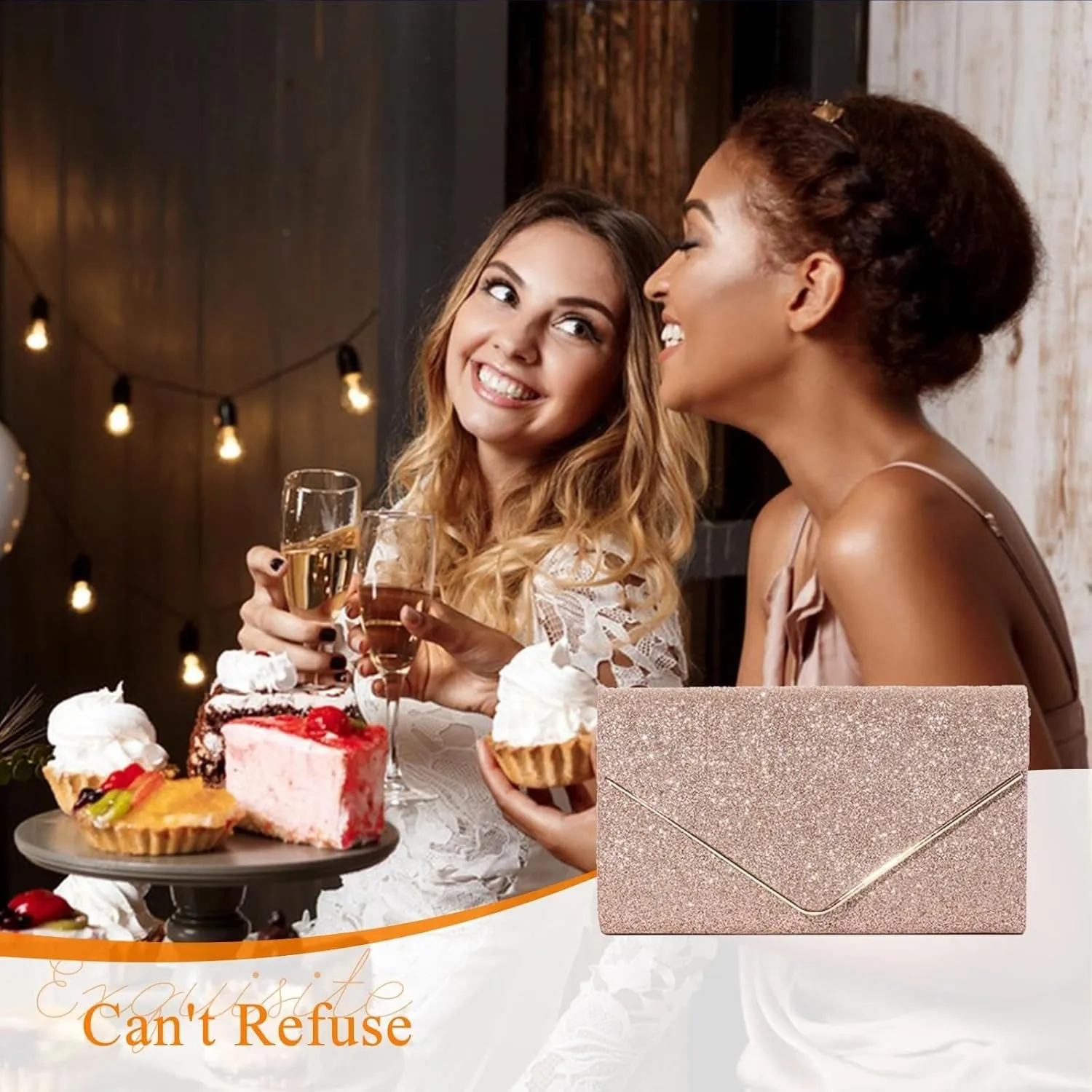 Elegant Shoulder Crossbody Women Envelope Clutch Sequins Evening Bridal Wedding Purse Glitter Sparkly Handbag