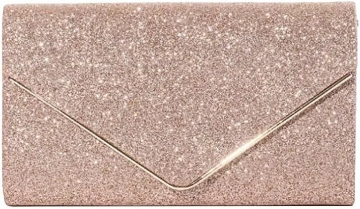 Elegant Shoulder Crossbody Women Envelope Clutch Sequins Evening Bridal Wedding Purse Glitter Sparkly Handbag