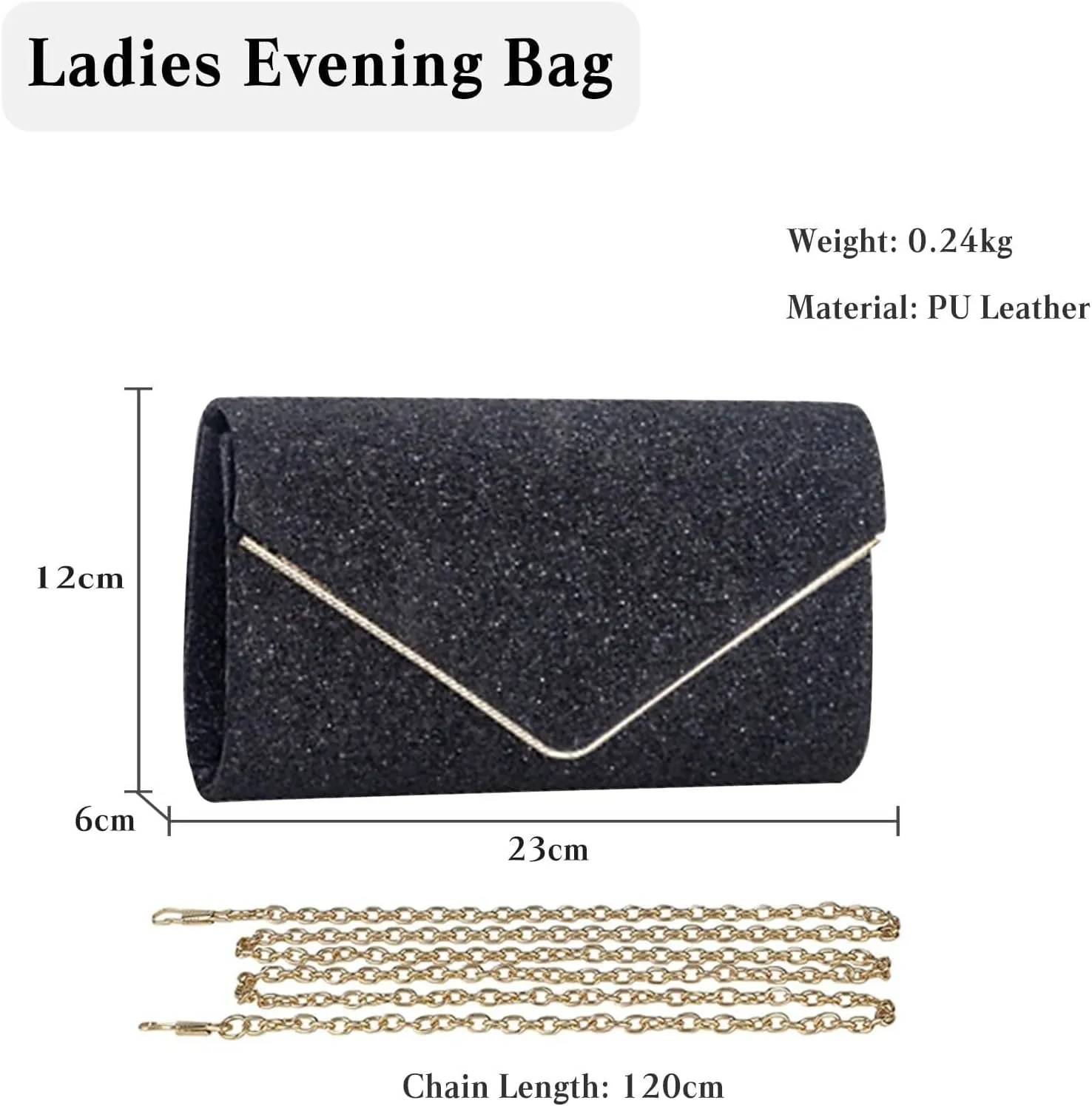 Elegant Shoulder Crossbody Women Envelope Clutch Sequins Evening Bridal Wedding Purse Glitter Sparkly Handbag