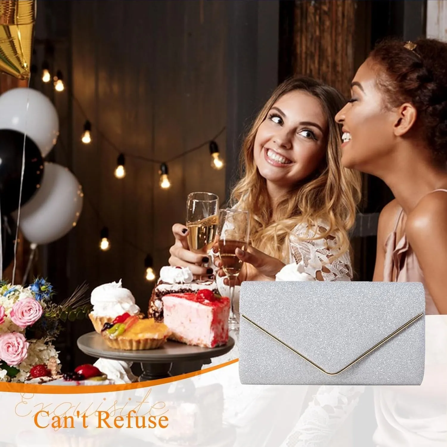 Elegant Shoulder Crossbody Women Envelope Clutch Sequins Evening Bridal Wedding Purse Glitter Sparkly Handbag