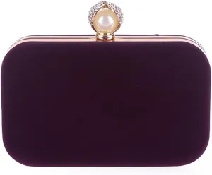 Elegant Velvet Material Pearl Clasp Evening Bag Wedding Clutch Handheld Diagonal Cross Female Small Bag Dress Bag(C)
