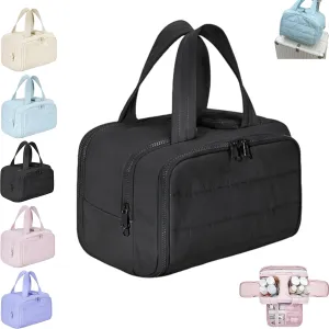 Elouva Toiletry Bag, Large Capacity Wide-Open Travel Cosmetic Bag, 4-in-1 Multi-Functional Lightweight Makeup Bags for Women with Handle for Accessories, Essentials, Toiletries (Black)