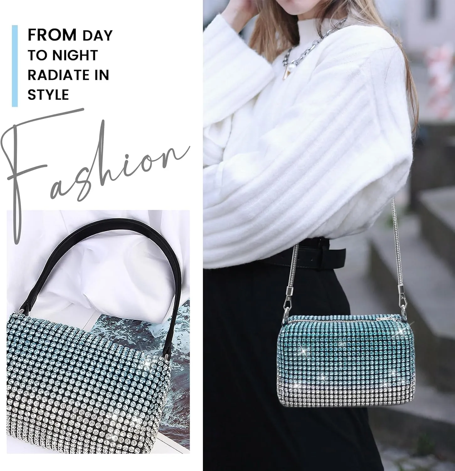 Evening Bags Clutch Purse for Women,Colorful Party Handbag Rhinestone Elegant Party Purse