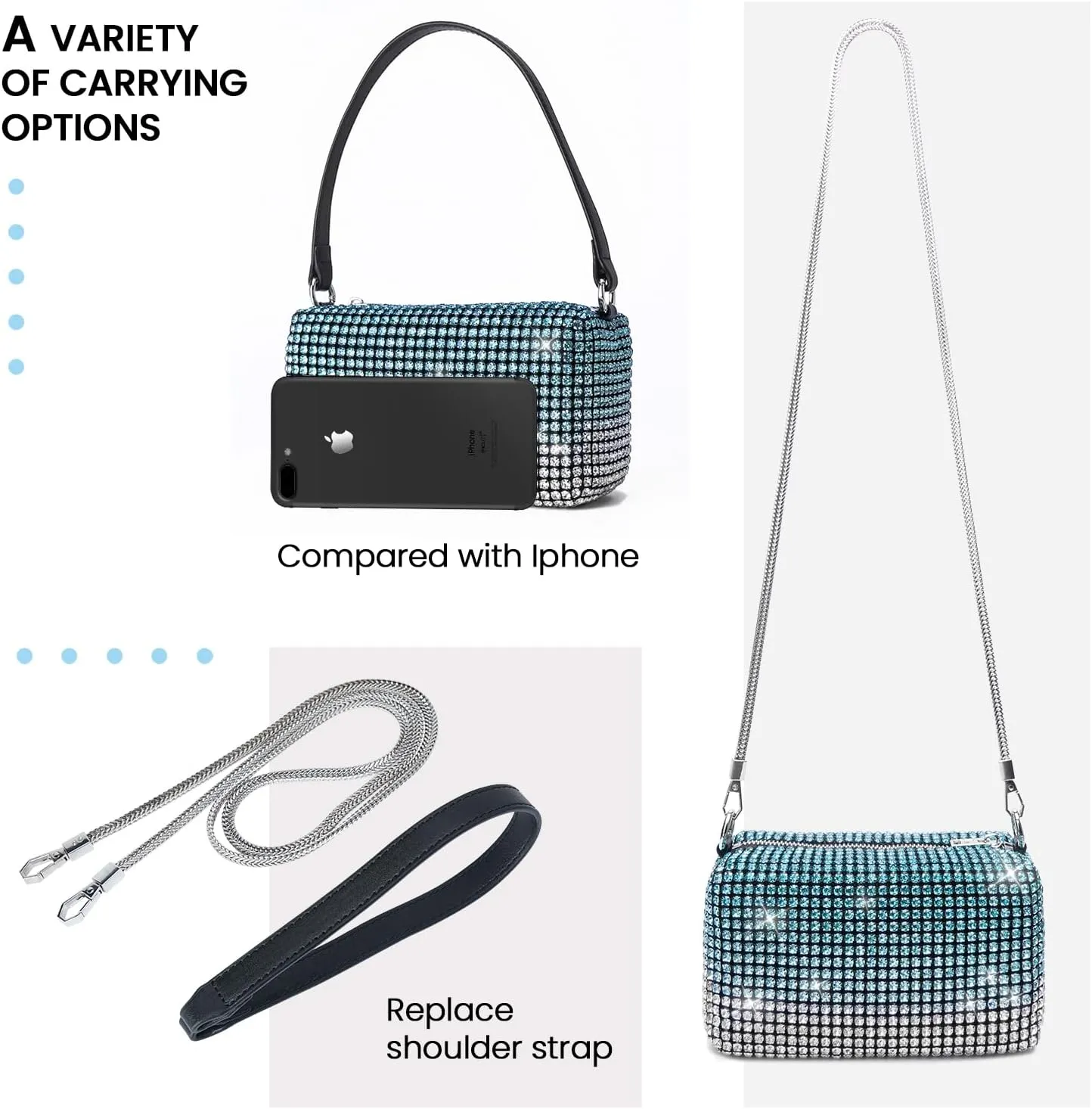 Evening Bags Clutch Purse for Women,Colorful Party Handbag Rhinestone Elegant Party Purse