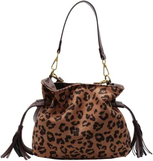 Fashion Cheetah Shoulder Bag Purse, Trendy Leopard Print Slouchy Hobo Bag Suede Vintage Chic Bucket Purse Handbag