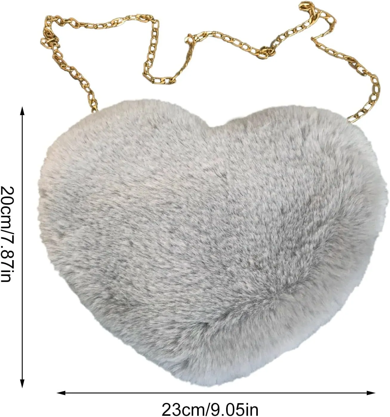 Fashion Love Bag Peach Heart Bags Women Chain Crossbody Bag Plush One Shoulder Wool Plush Heart (Khaki, One Size)