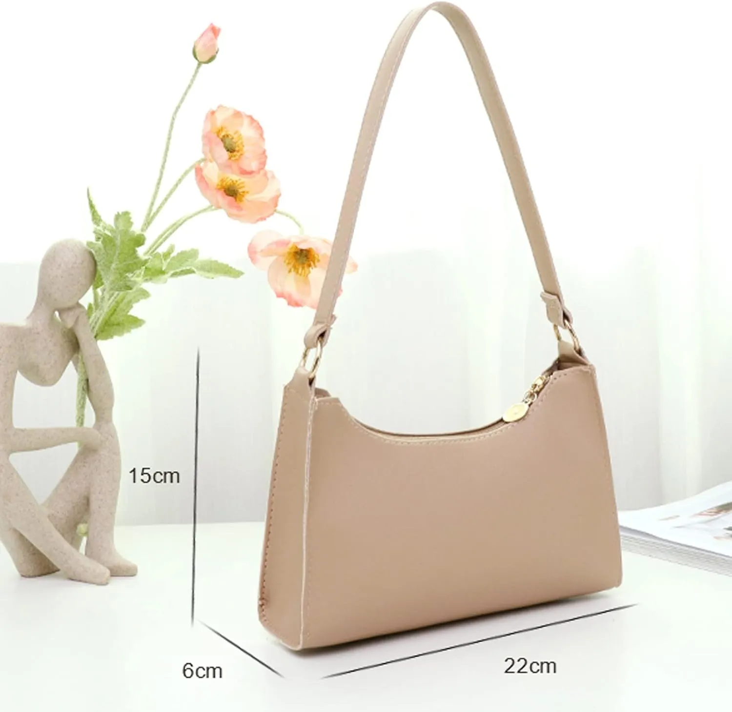 Fashion Women Leather Solid Color Underarm Bag Phone Bag Shoulder Bags Messenger for Men (Khaki, One Size)