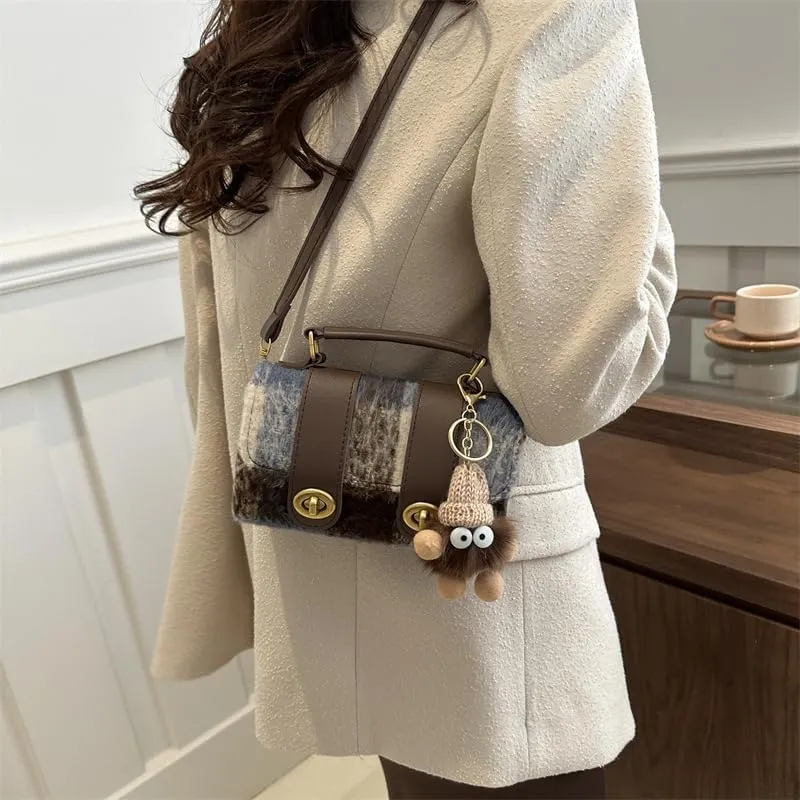 Fashionable shoulder handbags for women stylish contrast color cylindrical hobo purses versatile crossbody bags trend