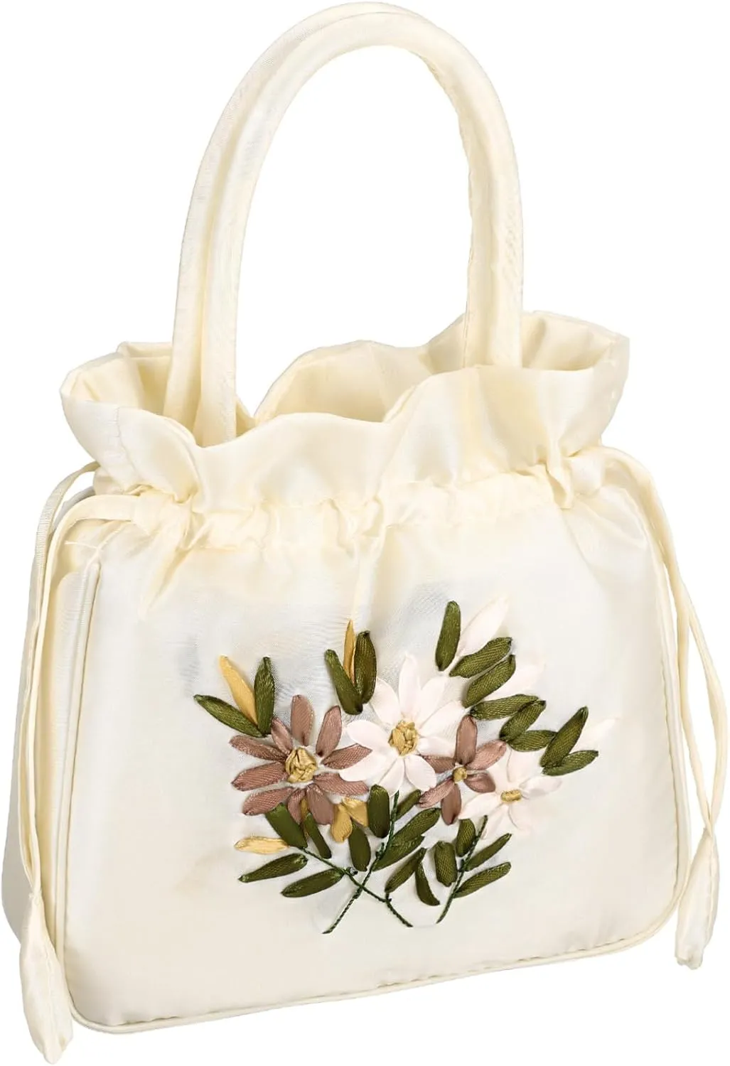FRCOLOR Trendy Women's Clutch Purse Bucket Bag Handle Wedding Handbag Casual Evening Bag Drawstring