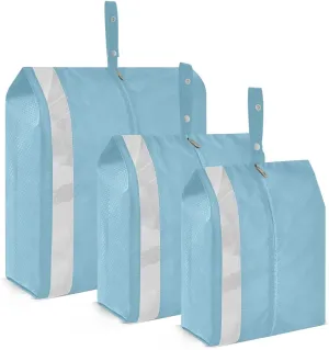 Garment Bag Closet Storage, Luggage Space Saver, Light Blue, Waterproof, 3 Set Travel Packing Cubes For Suitcases, Luggages Management Personnel