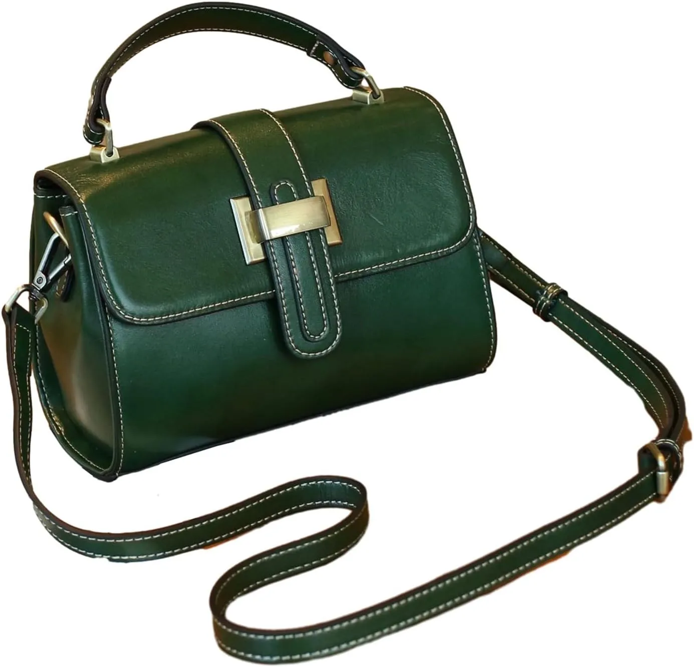 Genuine Leather Handbags for Women Ladies Tote Shoulder Bags Top Handle Satchel Purse with Adjustable Strap (D)