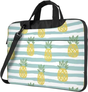Gold Pineapple Blue Theme Modern 13-15.6 Inch Laptop Bag For Man And Women, Computer Messenger Bag, Trendy Shoulder Strap Design