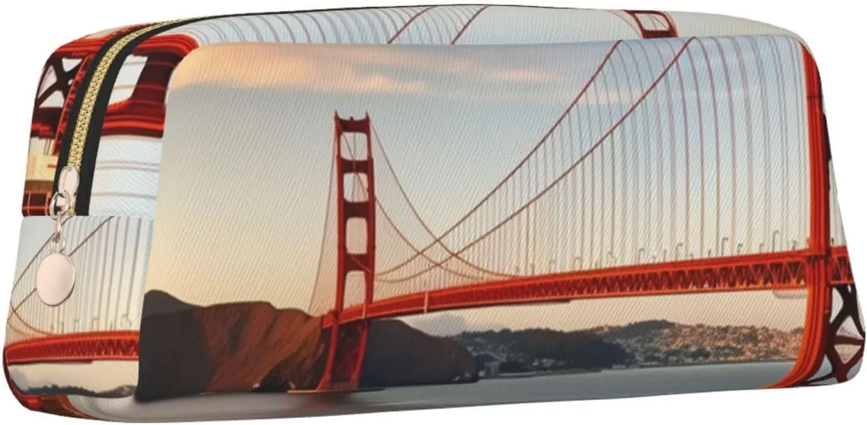 Golden Gate Bridge Makeup Bag Travel Cosmetic Bag for Women Men Pencil Case Zipper Toiletry Bag Purse