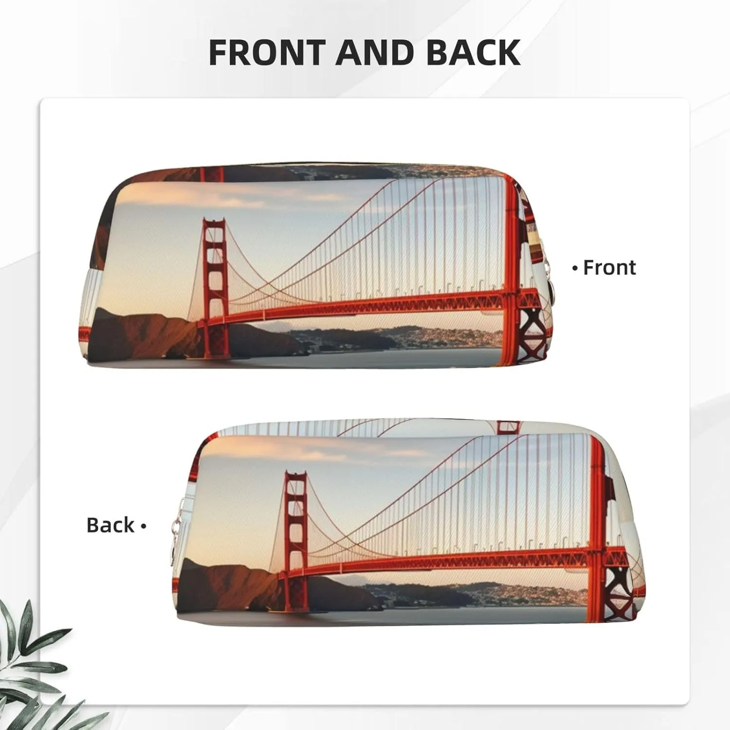 Golden Gate Bridge Makeup Bag Travel Cosmetic Bag for Women Men Pencil Case Zipper Toiletry Bag Purse