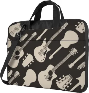 Guitar Pattern Modern 13-15.6 Inch Laptop Bag For Man And Women, Computer Messenger Bag, Trendy Shoulder Strap Design