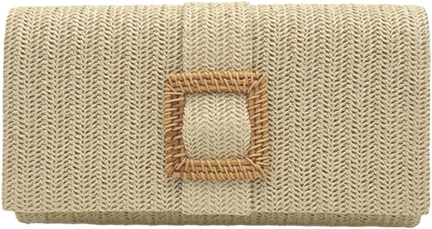 Halemet 2025 Chic Straw Clutch Purses for Women Elegant Evening Bag Formal Clutch Beach Bag Shoulder Purse for Party Wedding