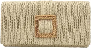 Halemet 2025 Chic Straw Clutch Purses for Women Elegant Evening Bag Formal Clutch Beach Bag Shoulder Purse for Party Wedding
