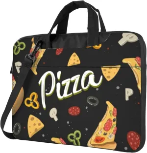 Hand Drawn Pizza Modern 13-15.6 Inch Laptop Bag For Man And Women, Computer Messenger Bag, Trendy Shoulder Strap Design