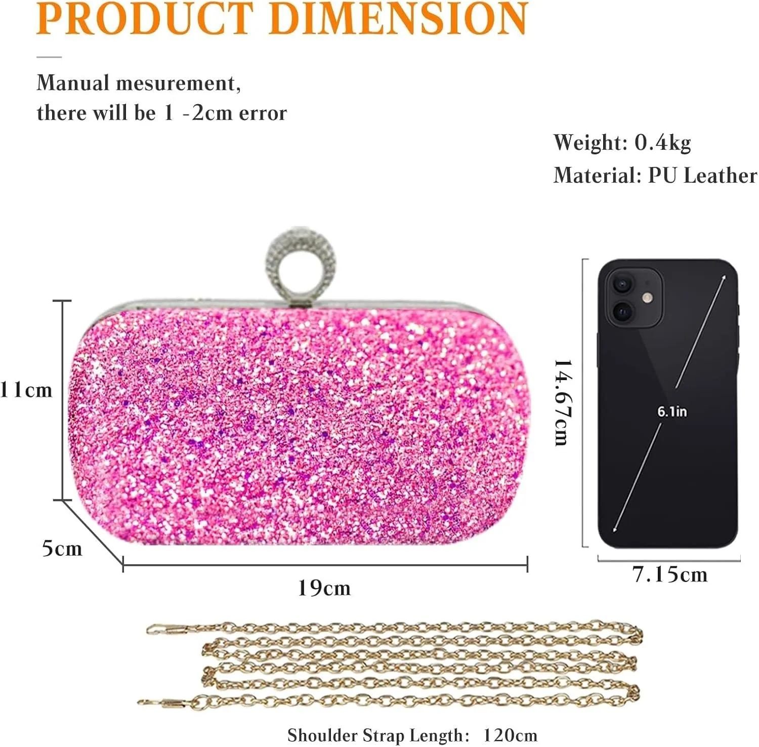 Handbag Bridal Wedding Purse Glitter Shoulder Elegant Crossbody Women Clutch Sequin Evening Ladies Sparkly