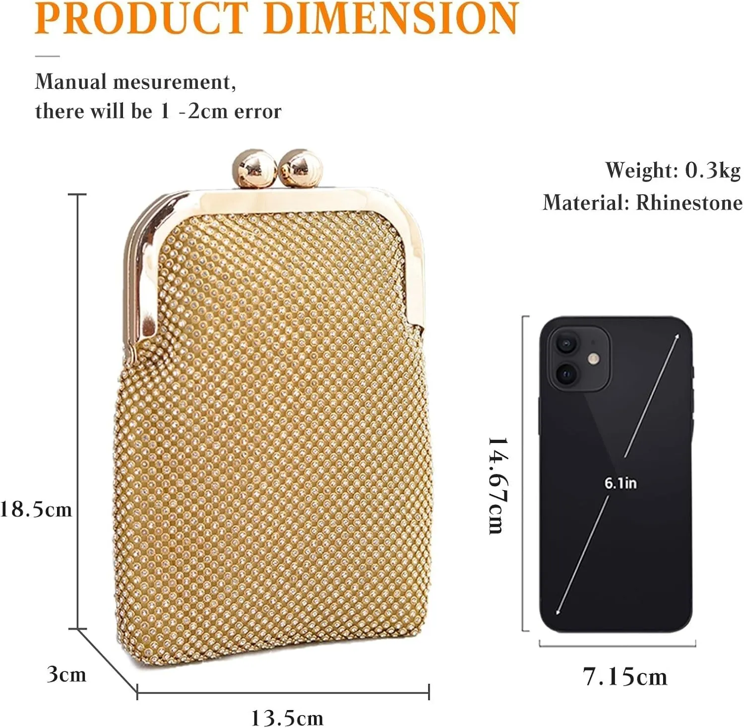Handbag Bridal Wedding Purse Shoulder Elegant Pouch Crossbody Women Rhinestone Clutch Sparkling Crystal