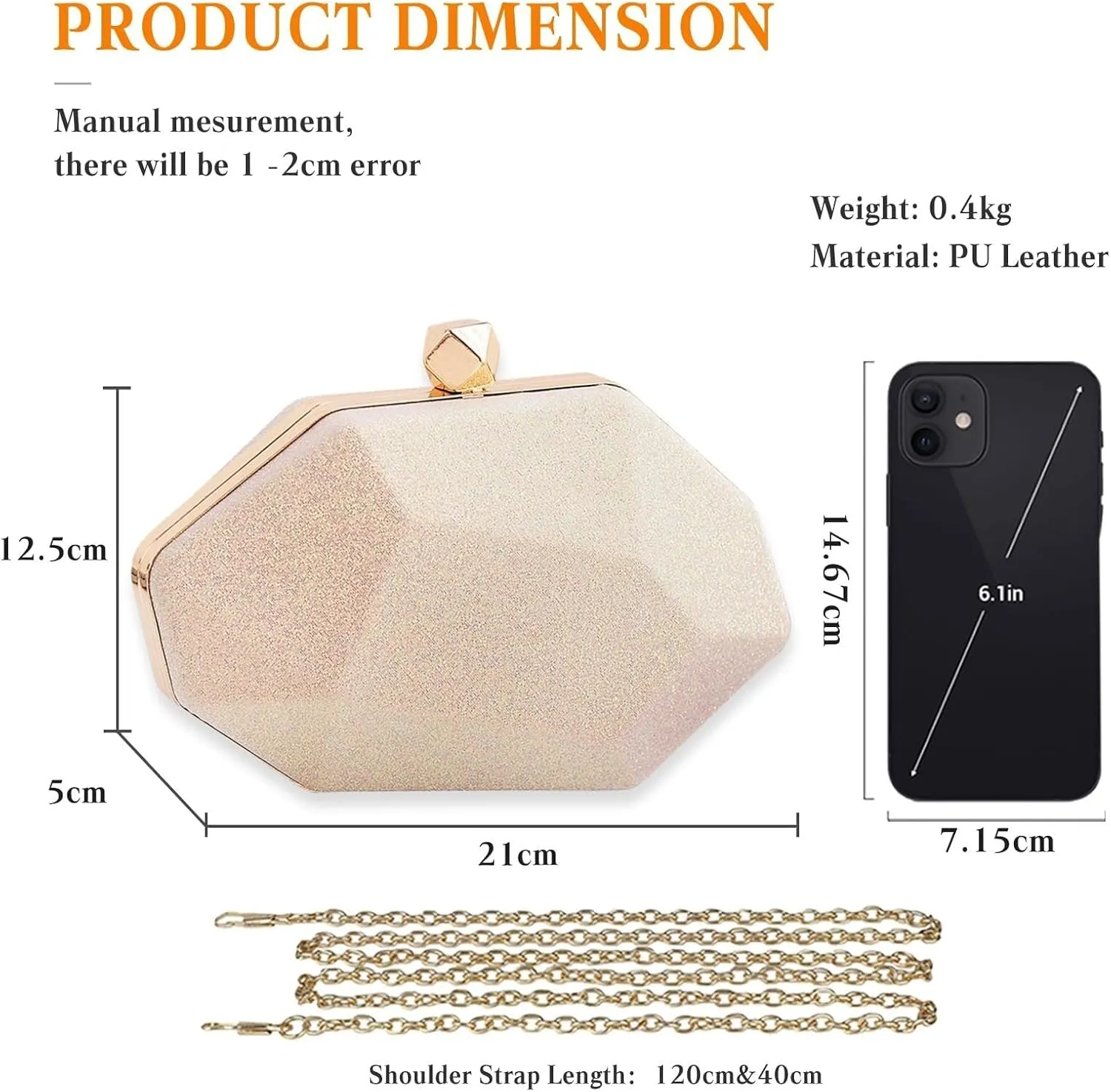 Handbag Women's Bridal Wedding Purse Glitter Irregular Shoulder Elegant Crossbody Evening Clutch Ladies Sparkly