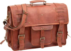Handmade Leather Messenger Laptop Computer Satchel Distressed Bag (13" X 18") Stylish Backpack and Briefcase Bag for Men