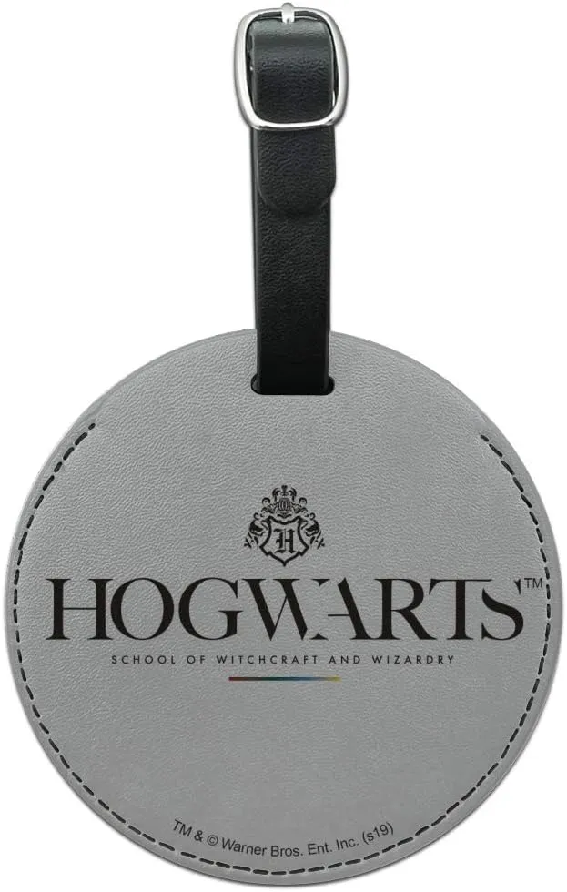Harry Potter Hogwarts Modern Logo Round Leather Luggage Card Carry-On ID Tag