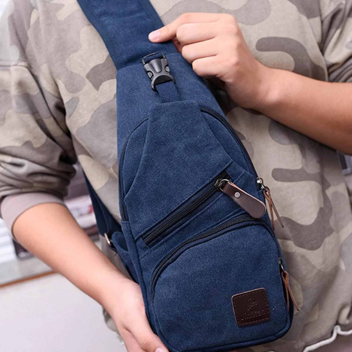 Hiking Chest Travel Portable Men Messenger Bag Fashion Outdoor Canvas Chest Bag Bike Functional Pocket Travel