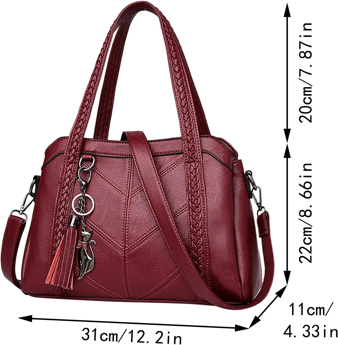 Hobo Hobo Crossbody Purses for Women Shoulder Bag Multipocket Soft Purses Removable Strap Leather Handbags