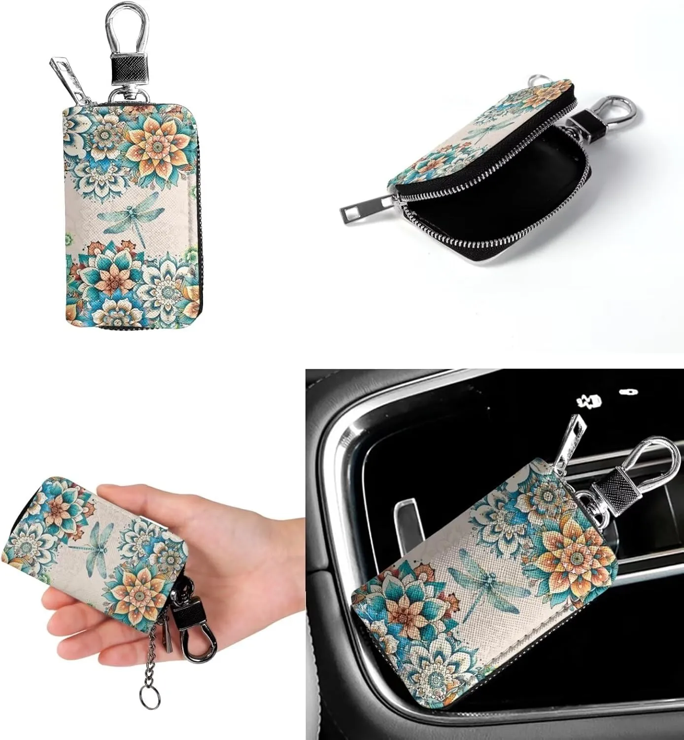 HUGS IDEA Hobo Bag for Women 2 Pack Bucket Bag Portable Car Key Bag Leather Handbag Crossbody Purse