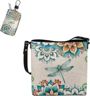 HUGS IDEA Hobo Bag for Women 2 Pack Bucket Bag Portable Car Key Bag Leather Handbag Crossbody Purse
