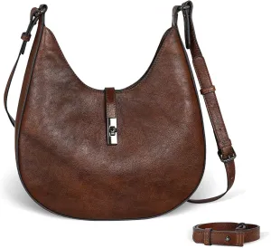 Iswee Genuine Leather Crossbody Bag Hobo Purse Shoulder Handbags Ladies Purses Satchel Bag