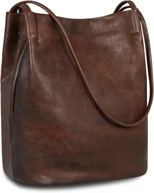Iswee Genuine Leather Handbags for Women Medium Size Shoulder Bag Satchel Purse