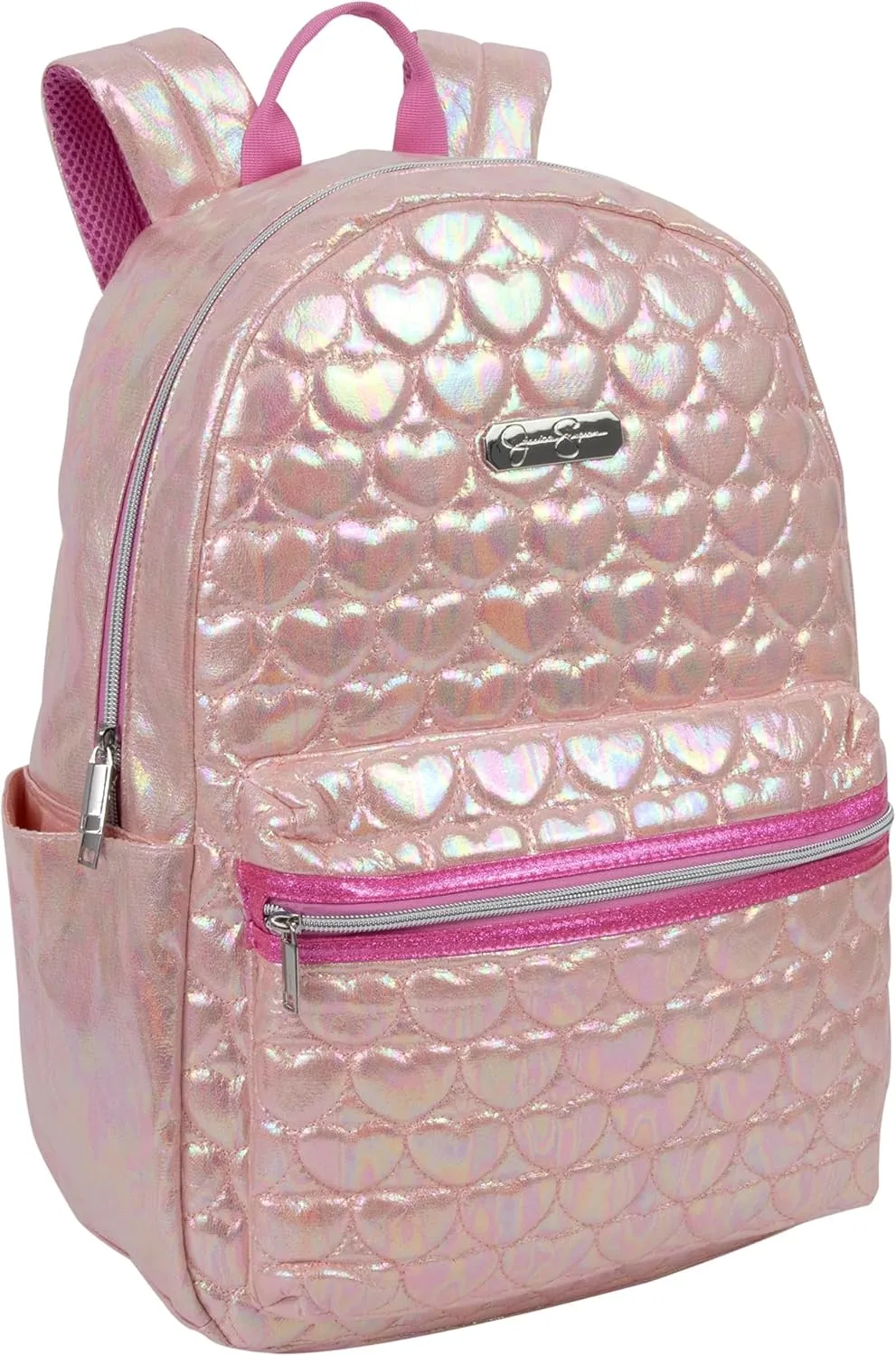Jessica Simpson Womens Designer Laptop Backpack with Side Pockets, Padded Straps | Classic Modern Backpack for Women (Quilted Hearts), Large