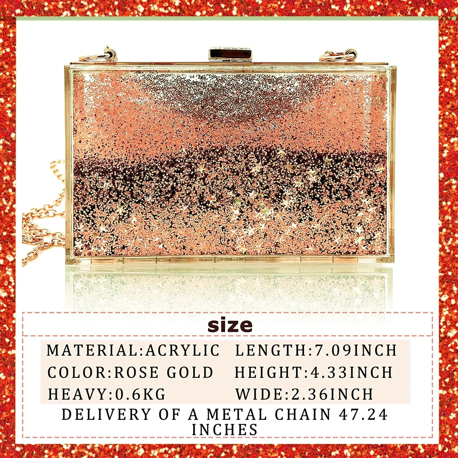 JeVenis Magical Transparent Sequins Clutch Purse Evening Handbag For Party Prom Bride