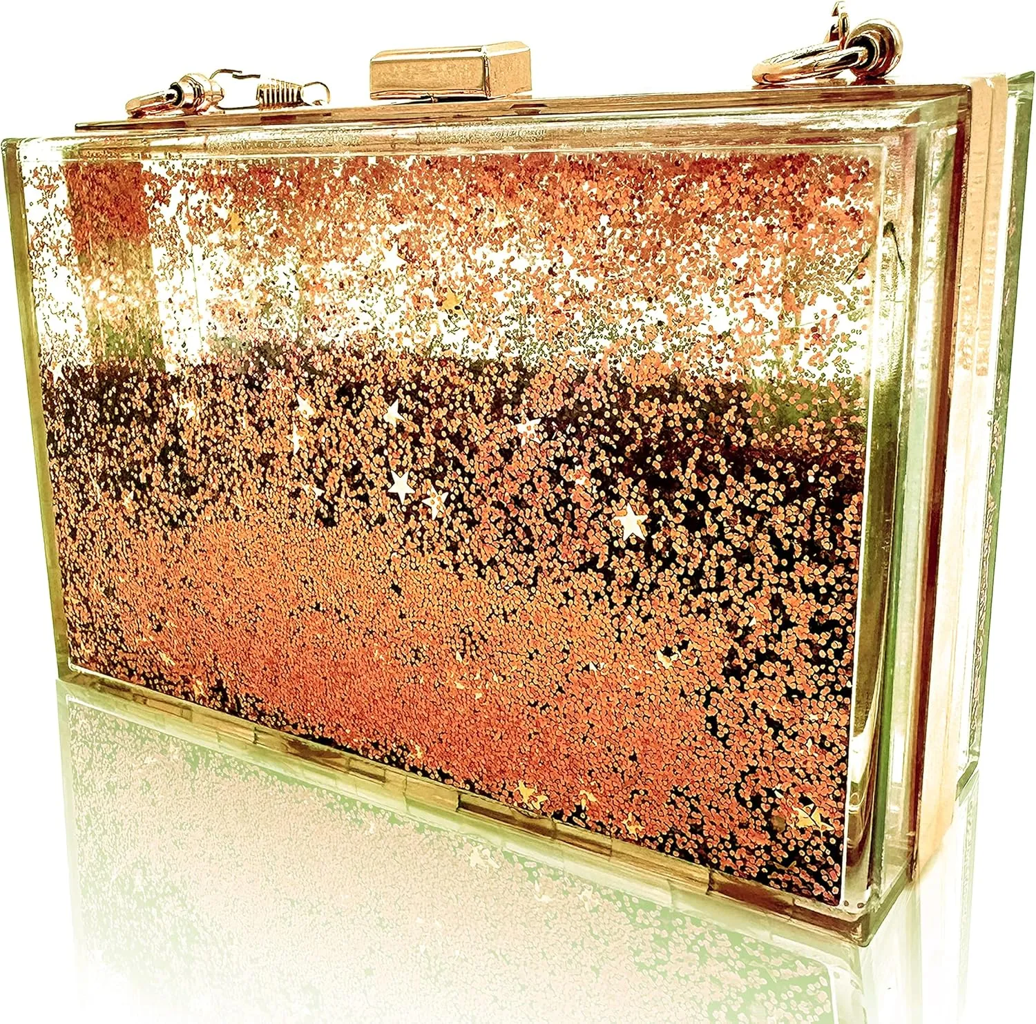 JeVenis Magical Transparent Sequins Clutch Purse Evening Handbag For Party Prom Bride