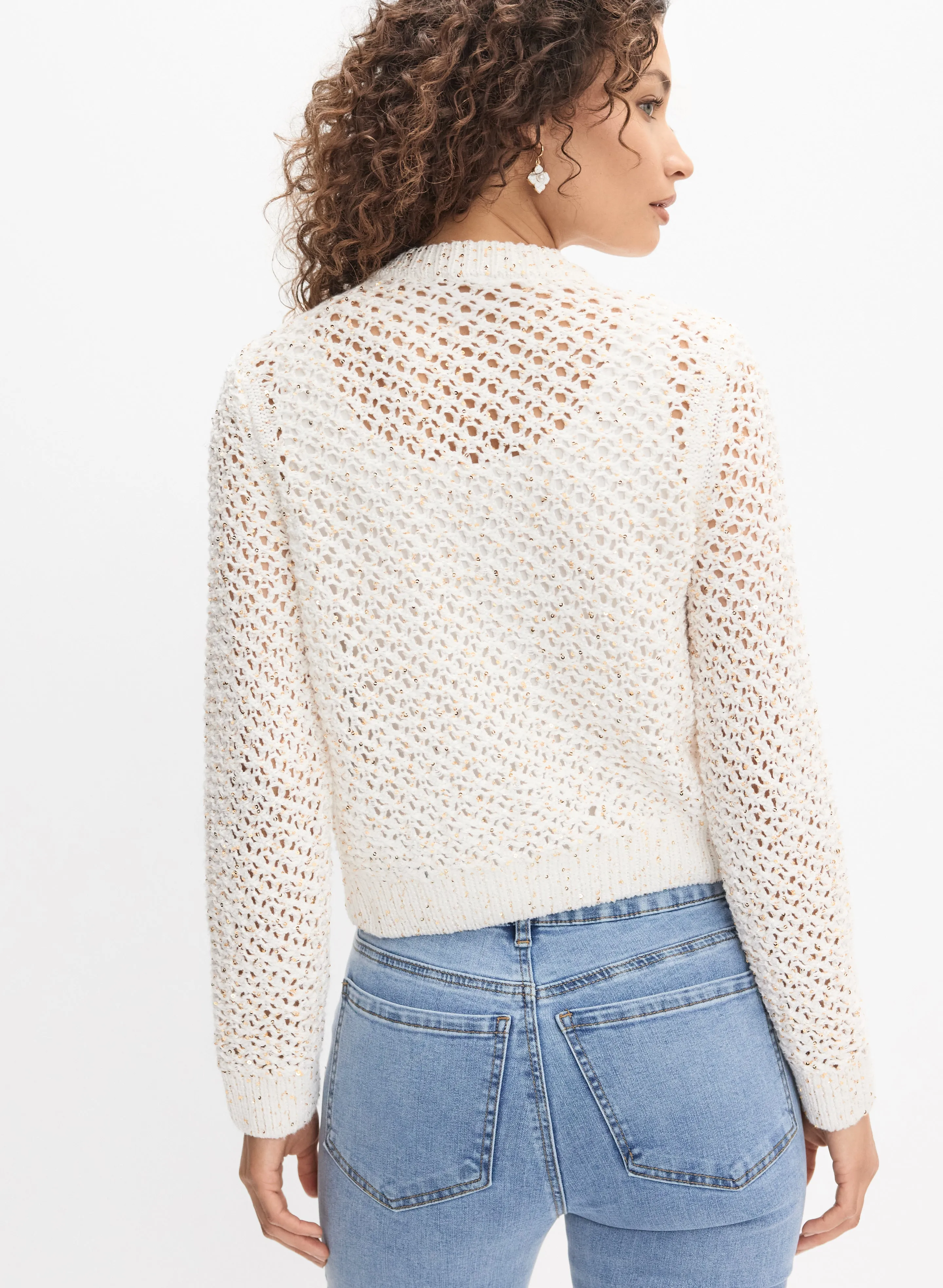 Joseph Ribkoff - Sequined Open-Weave Cardigan