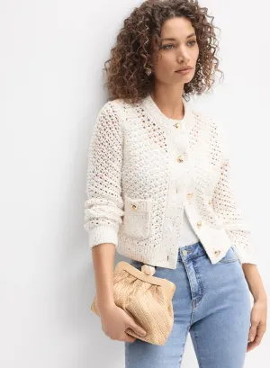 Joseph Ribkoff - Sequined Open-Weave Cardigan