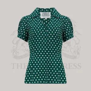 Judy Blouse in Green Polka