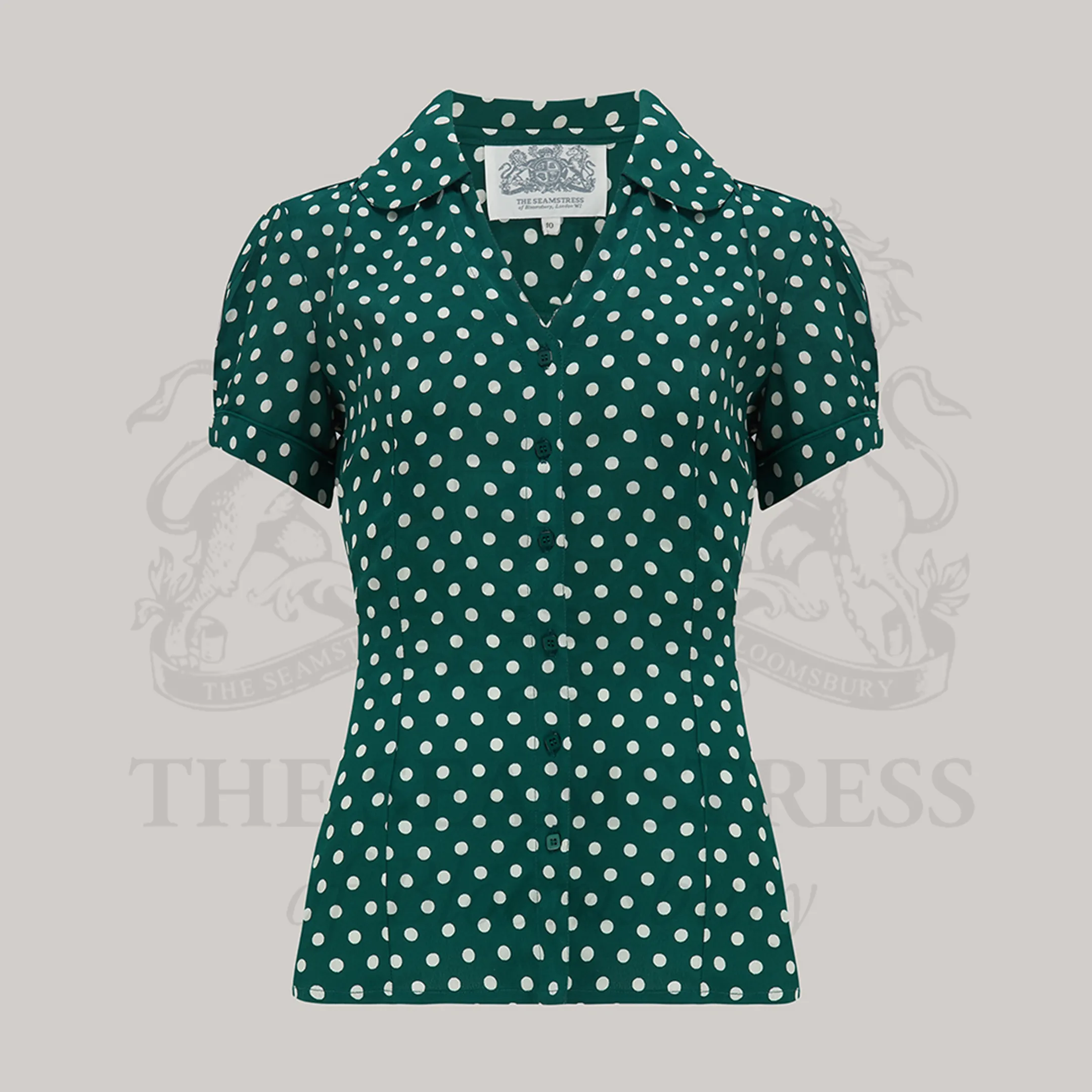 Judy Blouse in Green Polka
