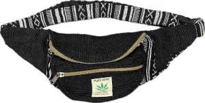 Karma Handicrafts Unisex Hippie Hemp Cotton Handmade Travel Hip Waist Belt Bag Crossbody Waist packs (Black)