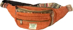 Karma Handicrafts Unisex Hippie Hemp Cotton Handmade Travel Hip Waist Belt Bag Crossbody Waist packs (Orange)