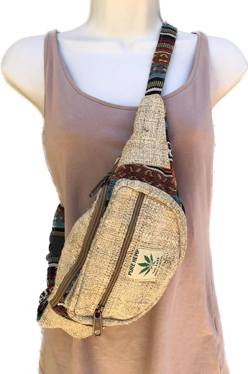 Karma Handicrafts Unisex Hippie Hemp Handmade Travel Hip Waist Belt Bag Crossbody Waist packs (Multicolor)