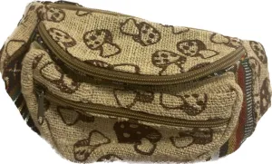 Karma Handicrafts Unisex Hippie Hemp Handmade Travel Hip Waist Belt Bag Crossbody Waist packs (Mushroom Print)