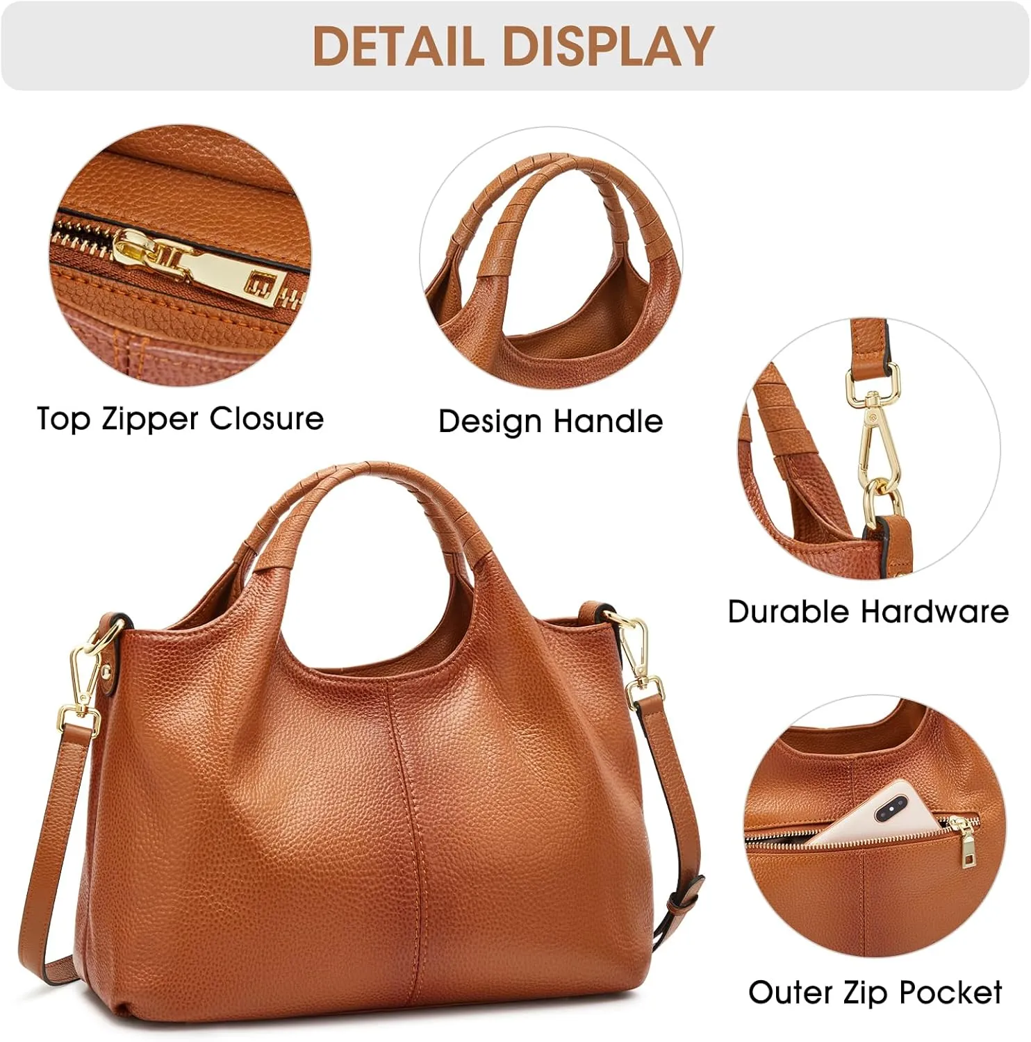 Kattee Leather Purses and Handbags for Women, Small Medium Crossbody Bags Trendy, Soft Shoulder Satchel Bags