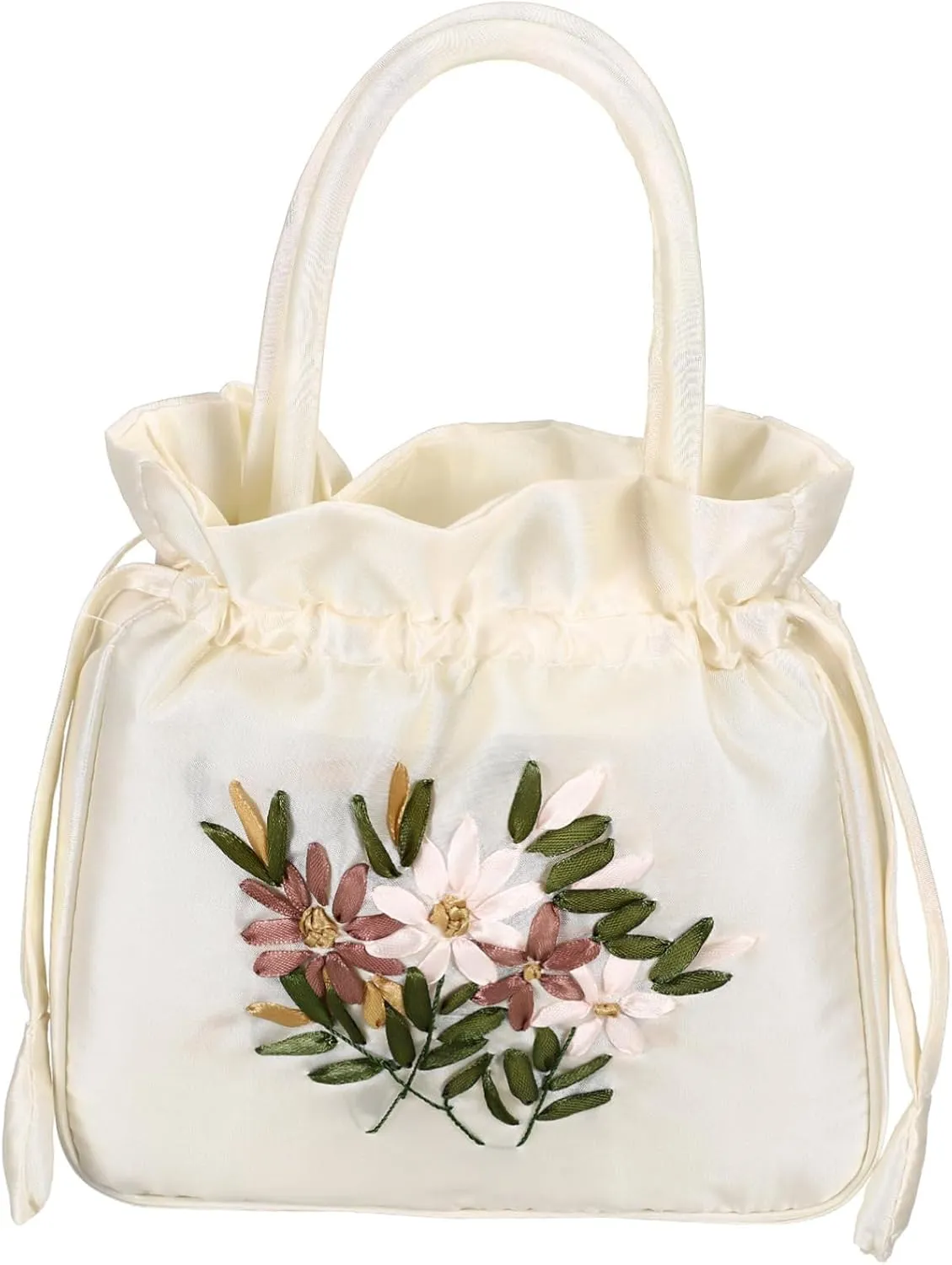 KESYOO Elegant Floral Drawstring Evening Handbag for Women Small Clutch Purse with Handle for Tea Parties and Weddings Stylish Ladies Evening Bags